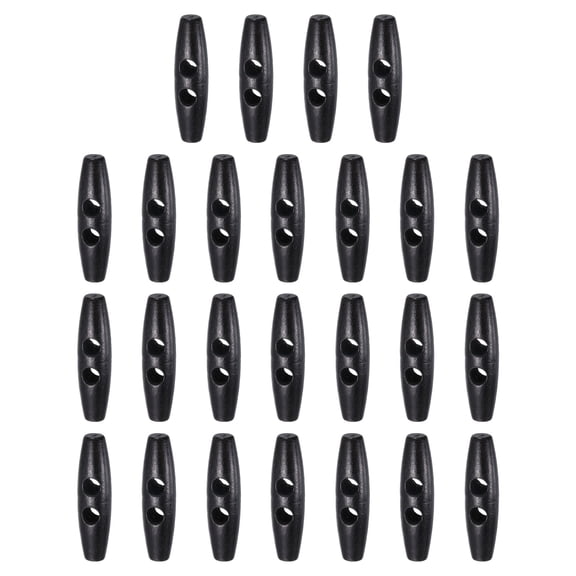 Uxcell 25pcs Wooden Toggle Buttons 55mm / 2.2" Double Hole Wood Olive Horn Sewing Buttons for Coat Sweaters Clothing DIY Craft, Black