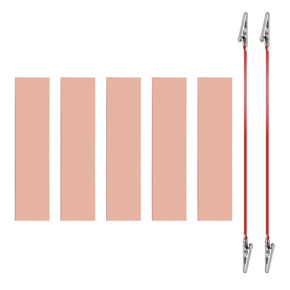 Uxcell 25x100mm Copper Anode Sheet, 5 Pack Pure Copper Strip (99.995% Pure) 1mm Thick Plate Electrode Set with Alligator Clips Cables for Electroplating Plating Experiment