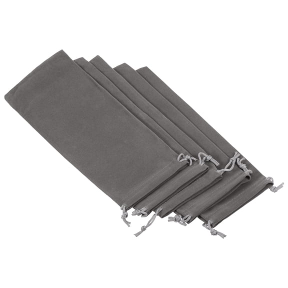 Uxcell 25x10cm Microfiber Pouch, 10Pcs Soft Storage Drawstring Gift Bag, Gray