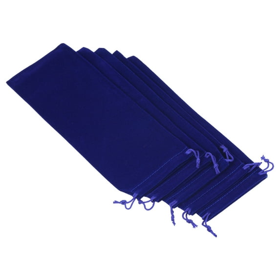 Uxcell 25x10cm Microfiber Pouch, 5Pcs Soft Storage Drawstring Gift Bag, Dark Blue