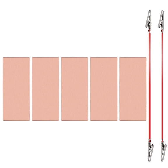 Uxcell 25x120mm Copper Anode Sheet, 5 Pack Pure Copper Strip (99.995% Pure) 1mm Thick Plate Electrode Set with Alligator Clips Cables for Electroplating Plating Experiment