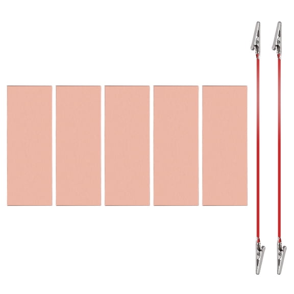 Uxcell 25x150mm Copper Anode Sheet, 5 Pack Pure Copper Strip (99.995% Pure) 1mm Thick Plate Electrode Set with Alligator Clips Cables for Electroplating Plating Experiment