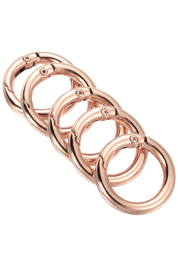 25x18x4mm Round Zinc Alloy Spring Gate O Ring Snap Clip Buckle, Rose Gold 5 Pack