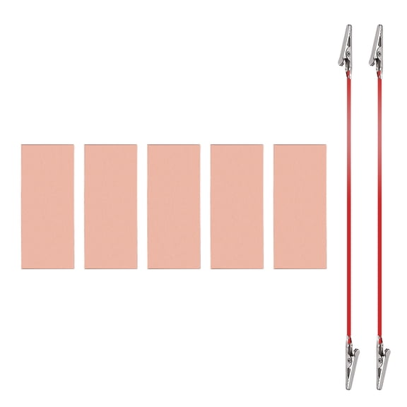 Uxcell 25x60mm Copper Anode Sheet, 5 Pack Pure Copper Strip (99.995% Pure) 1mm Thick Plate Electrode Set with Alligator Clips Cables for Electroplating Plating Experiment