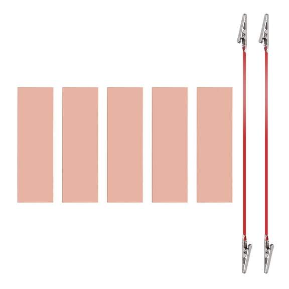 Uxcell 25x80mm Copper Anode Sheet, 5 Pack Pure Copper Strip (99.995% Pure) 1mm Thick Plate Electrode Set with Alligator Clips Cables for Electroplating Plating Experiment