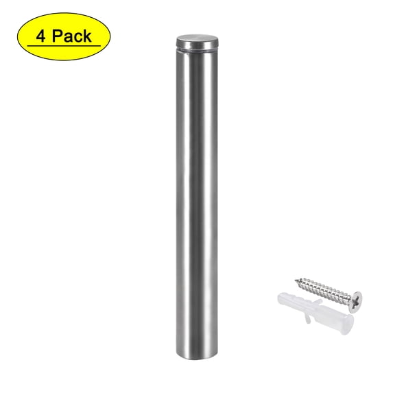 Uxcell 25x82mm Standoff Screws Stainless Steel with Accessories 4 Pack, Silver Tone 25mmx202mm