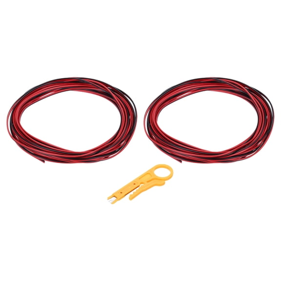 Uxcell 26 Gauge 2-Conductor Silicone Wire, Tinned Copper 12Ft/3.75M 300V 2-Core Parallel Wire With Wire Stripper, 2Pack