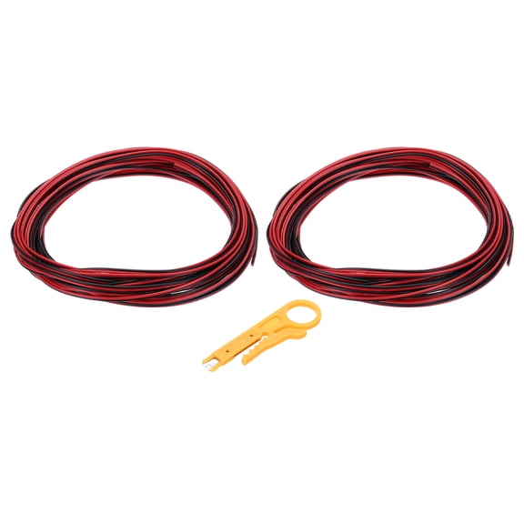 Uxcell 26 Gauge 2-Conductor Silicone Wire, Tinned Copper 16Ft/5M 300V 2-Core Parallel Wire With Wire Stripper, 2Pack