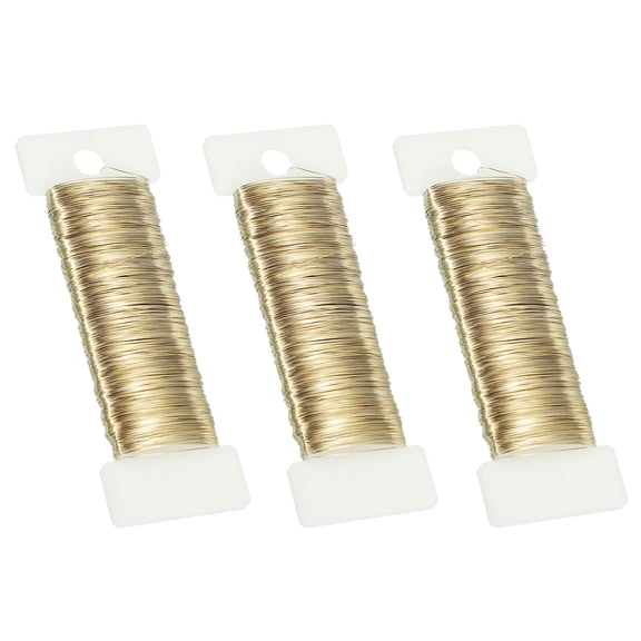 Uxcell 26 Gauge Floral Wire Flexible Paddle Wire 115 Yard Florist Wire Wreath for DIY decorations Wire Gold 3 Rolls