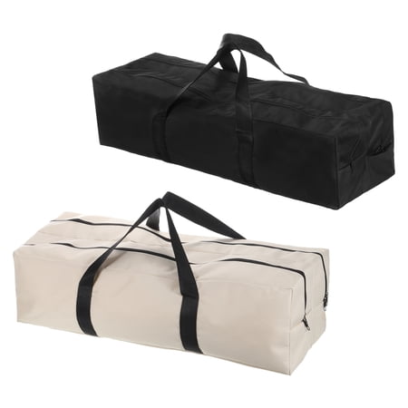 Uxcell 26 Inch Camp Chair Replacement Bag Nylon Foldable Carrying Bag Large Dual Pockets Bag Black Beige 2 Pack