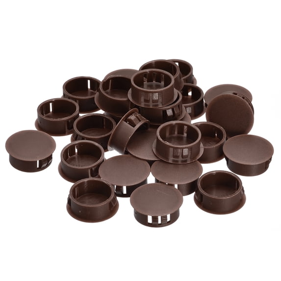 Uxcell 26 Pack 0.98" Plastic Hole Plugs Panel Flush Type Knockout Locking Plugs, Brown