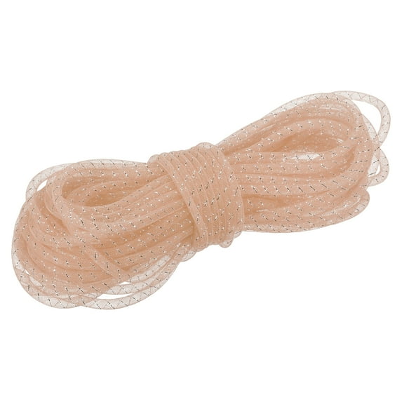Uxcell 26 Yards Mesh Tube 3/8 Inch Decor Tubing Flex for Wreath,DIY Craft Beige Silver