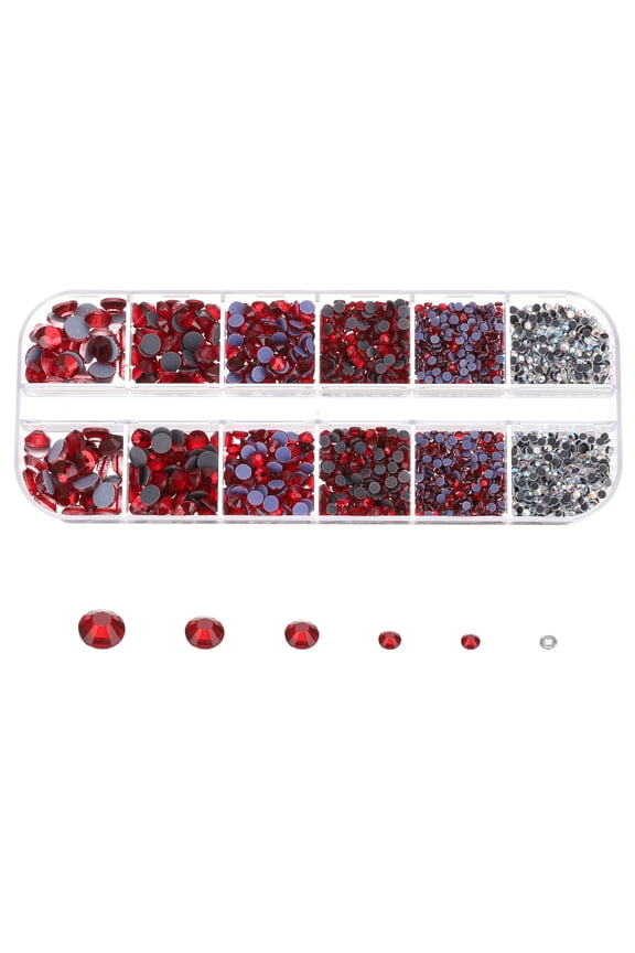 2620 Pcs Hotfix Rhinestones Flatback Crystal Glass Gems with Box Light Red,Bright White