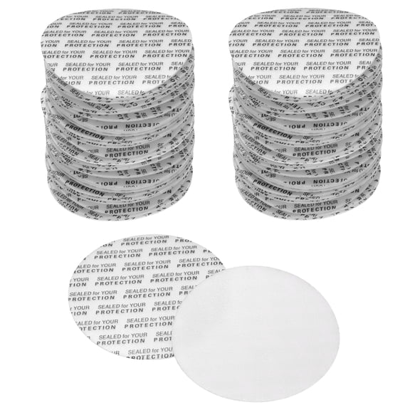 Uxcell 268 Pcs Foam Lid Liner, 50mm/2" Pressure Seal Cap Liners Self-Adhesive Waterproof Gasket for Jar Bottle Lid Food Container, Black Text
