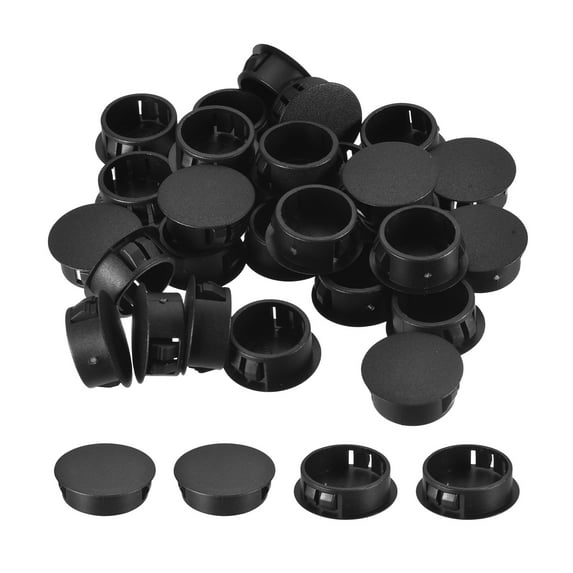 Uxcell 26Pack 1-1/4" Plastic Hole Plugs Panel Flush Type Knockout Locking Plugs, Black