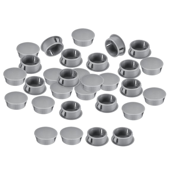 Uxcell 26Pack 31/32" Plastic Hole Plugs Panel Flush Type Knockout Locking Plugs, Gray