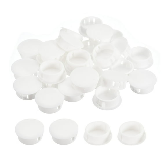 Uxcell 26Pack 31/32" Plastic Hole Plugs Panel Flush Type Knockout Locking Plugs, White