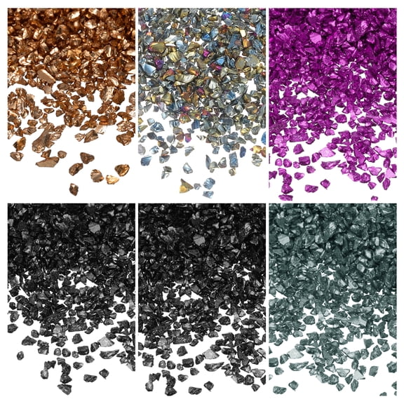 Uxcell 26g Crushed Glass for Crafts, 2-4mm Metallic Irregular Glass Chips Sprinkles Reflective Chunky Glitter for Nail Arts Vase Filler DIY Resin Decor, Black/Purple/Blue/Gold