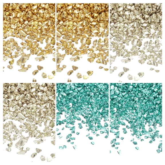 Uxcell 26g Crushed Glass for Crafts, 2-4mm Metallic Irregular Glass Chips Sprinkles Reflective Chunky Glitter for Nail Arts Vase Filler DIY Resin Decor, Blue/Gold/Silver