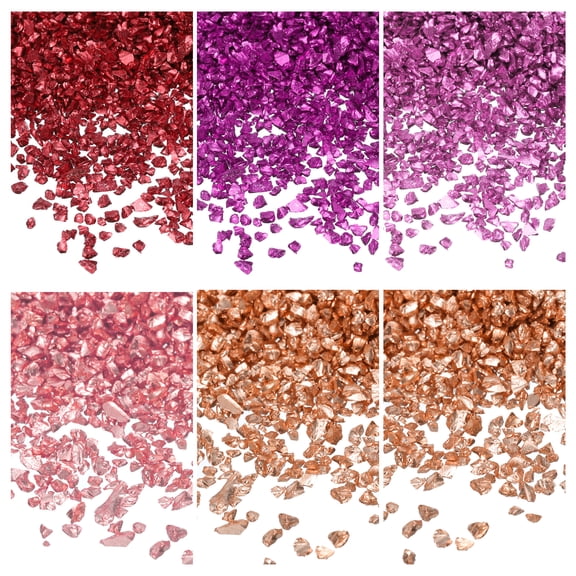 Uxcell 26g Crushed Glass for Crafts 2-4mm Metallic Irregular Glass Chips for Nail Arts Vase Filler DIY Resin Decor Gold/Pink/Purple/Red
