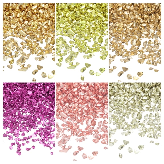 Uxcell 26g Crushed Glass for Crafts, 2-4mm Metallic Irregular Glass Chips Sprinkles Reflective Chunky Glitter for Nail Arts Vase Filler DIY Resin Decor, Silver/Gold/Pink/Purple