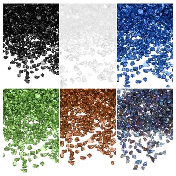 Uxcell 26g Crushed Glass for Crafts, 2-4mm Metallic Irregular Glass Chips Sprinkles Reflective Chunky Glitter for Nail Arts Vase Filler DIY Resin Decor, White/Black/Green/Blue/Gold