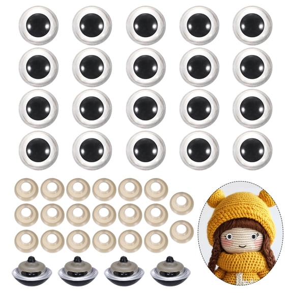 Uxcell 26mm Safety Eyes, 20Pcs Realistic Doll Crocheting Safety Eyes with Washers for Decor Crochet Accessories Dolls Craft Halloween, Clear