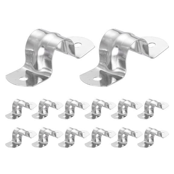 Uxcell 26pcs Conduit Clamp 5/8 Inch, 1 Hole Stainless Steel Pipe Strap, U Bracket Single Band Rigid Metal Conduit Hanger for Pipe Fixing, Tube Wire Installation