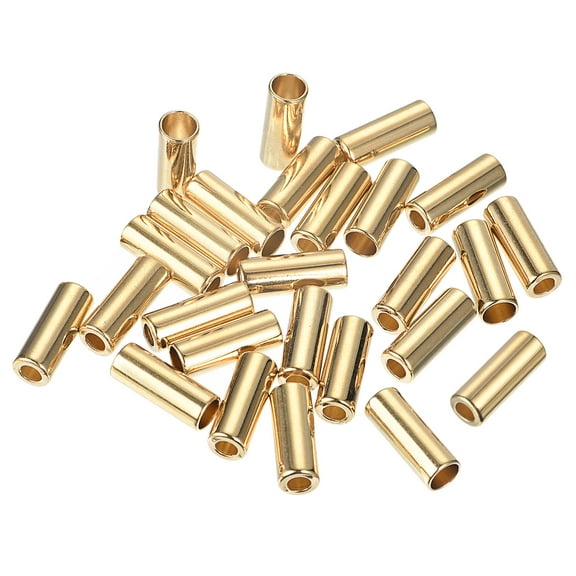 Uxcell 26pcs Metal Cord End Lock Drawstring Rope Stopper Column Rope Fastener End Stopper for Lanyard Bag, Gold