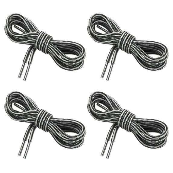 Uxcell 27.6 x 5/32 Inch Dual Colored Round Boot Laces Shoelaces, White Black 4 Pairs