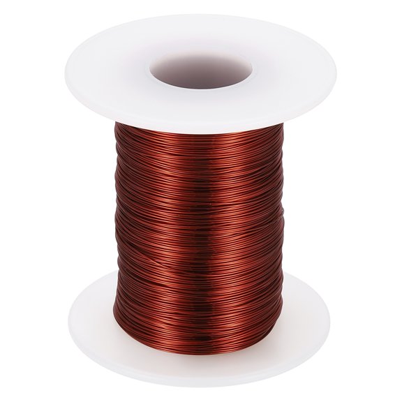 Uxcell 27 AWG 4 oz Magnet Wire, 0.35mm Dia 113g 180C(356F) Enameled Copper Winding Wire with Shaft, Magnetic Coil for Transformer, Motor, Electric, Brown
