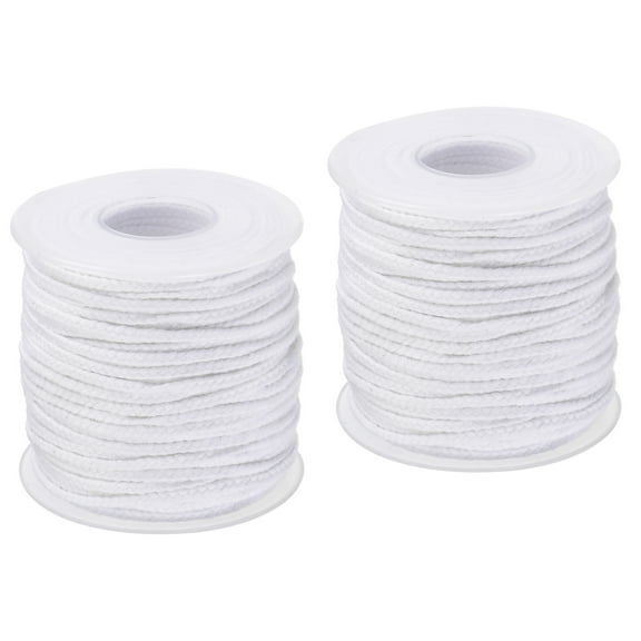 Uxcell 27 PLY 200 Ft Long 2mm Flat Wide Cotton Braided Candle Wick, 2 Pack