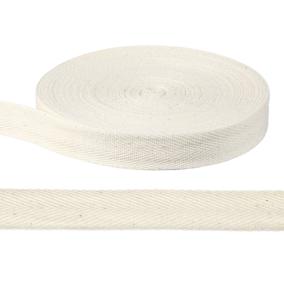 Uxcell 27 Yards Cotton Twill Tape Ribbon, 13/16 Inch Herringbone Twill Tape Bias Ribbon Binding Tape or Sewing Hemming Binding Quilting Piping DIY Craft, White