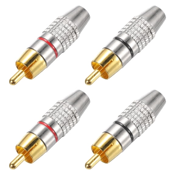 Uxcell 270RCA Solderless Male Plug Gold Plated Stereo Audio Connector Adapter Jack Plug RCA Converter 2Pcs