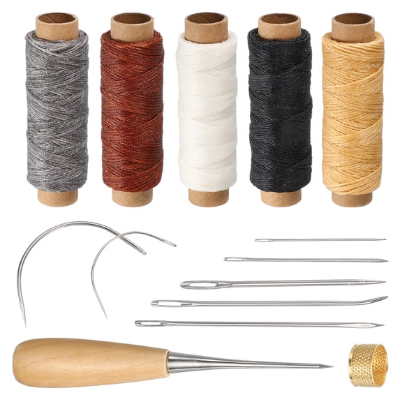 Uxcell 275 Yard Waxed Thread Cord, 0.8mm 150D Leather Sewing Waxed Thread Cord Kit for Sewing Stitching Bookbinding Beading Braiding, Coffee/Black/Wax/White/Dark Gray