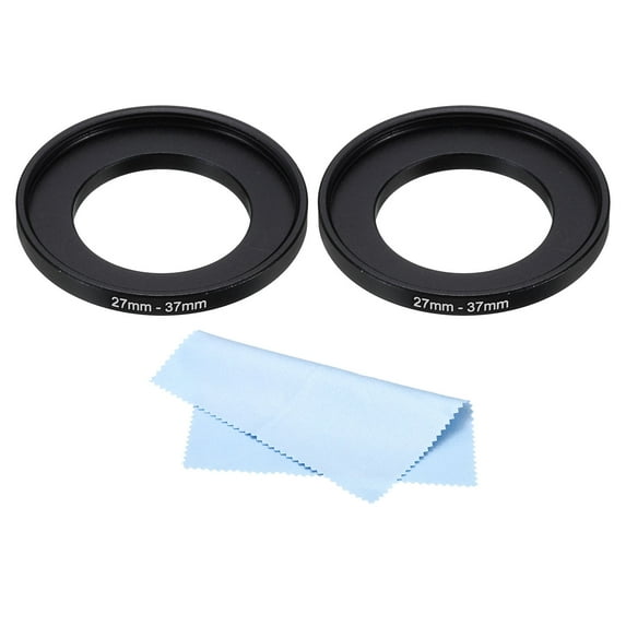 Uxcell 27mm-37mm Step Up Ring with Cleaning Cloth, 2 Pack Camera Lens Filter Adapter Ring, Black