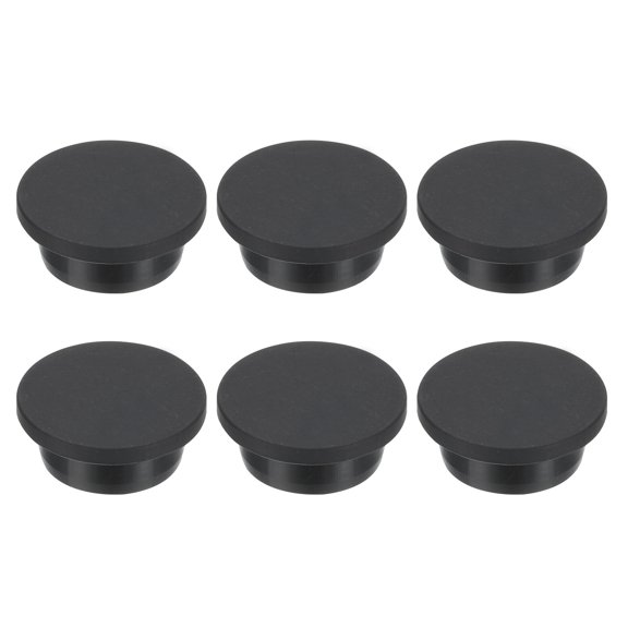 Uxcell 27mm Diameter Rubber Hole Plugs, 6 Pcs Silicone Rubber Round Hole Stoppers for 26mm Hole, Black