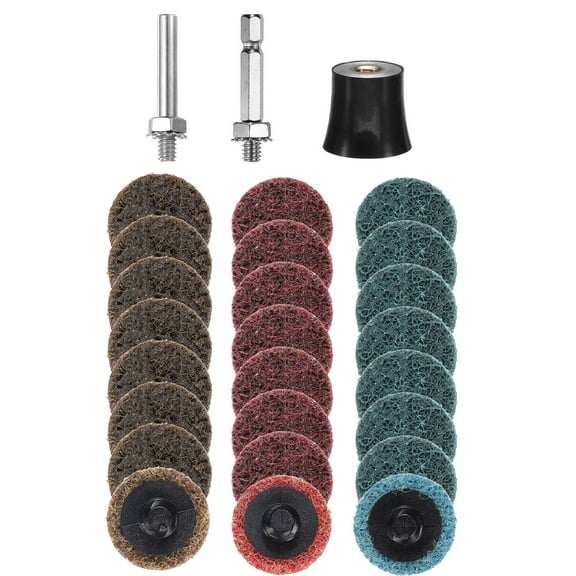 Uxcell 27pcs Quick Change Discs Set 1" Roll Lock Sanding Discs with 1/4" Shank Pad Holder Coarse/Medium/Fine Grit for Polish Rust Removal