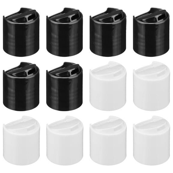 Uxcell 28/410 PP Plastic Disc Top Caps Press Cap, 12Pcs Durable Replacement Caps, Black, White