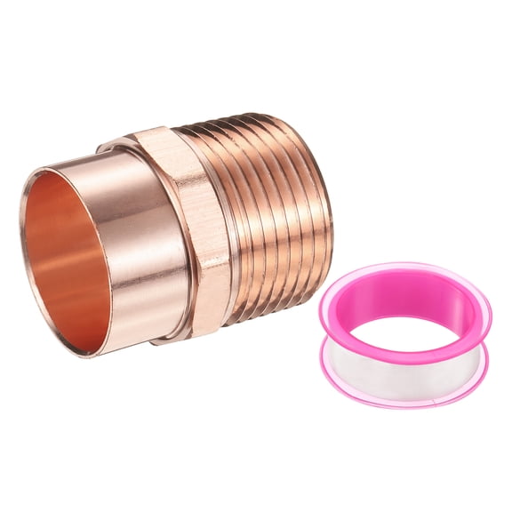 Uxcell 28.6mm ID x 1-1/8" x 1"NPT Male Adapter Fitting, with C x M Connection Copper Pipe Adapter Fittings Threaded Tubing Connectors for HVAC Residential Commercial