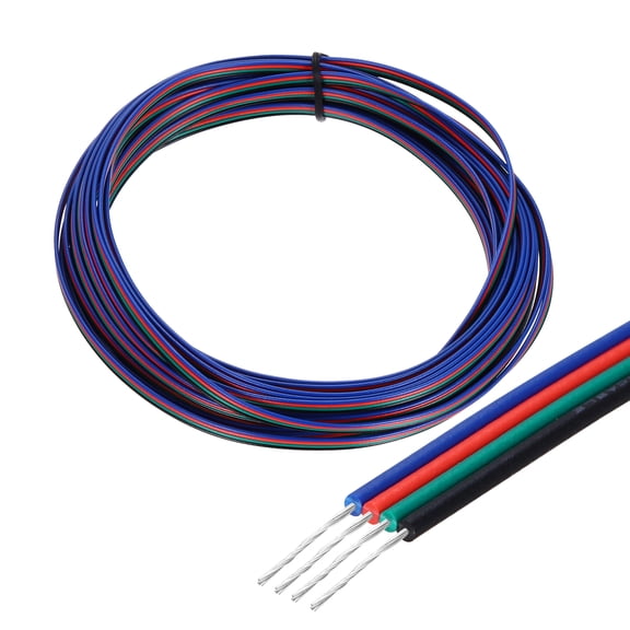 Uxcell 28 Gauge 4 Conductor Electrical Wire Tinned Copper Cable 25FT Flexible Stranded Hook-up Wire for LED Strips Lamps Residential Wiring Car Circuit