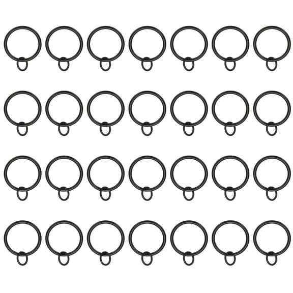 Uxcell 28 Pcs Curtain Rings with Eyelets, 1.25"ID Glide Smoothly Metal Drapery Ring Fit Up to 1" Curtain Rod, Black