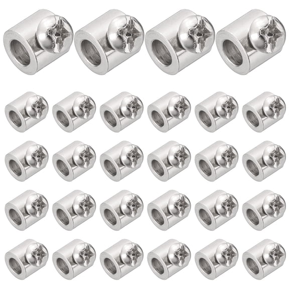 Uxcell 28 Pcs Wire Rope Cable Clamp, 8 x 9mm Iron Single Hole Wire Rope Clips Adjustable Lock Crimping Loop Sleeve Stop for 5mm Dia Cable, Silver