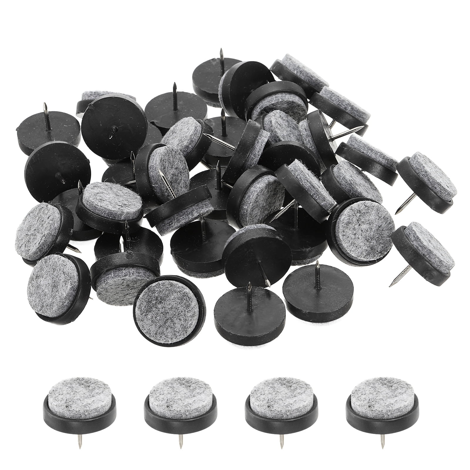 Uxcell 28 mm Nail-on Felt Pads, Round Felt Furniture Sliders for Protection Black 72 Pcs