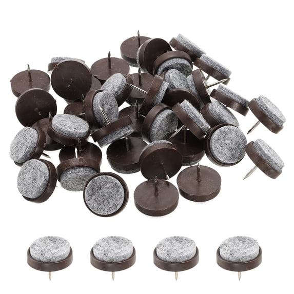 Uxcell 28 mm Nail-on Felt Pads, Round Felt Furniture Sliders for Protection Brown 72 Pcs