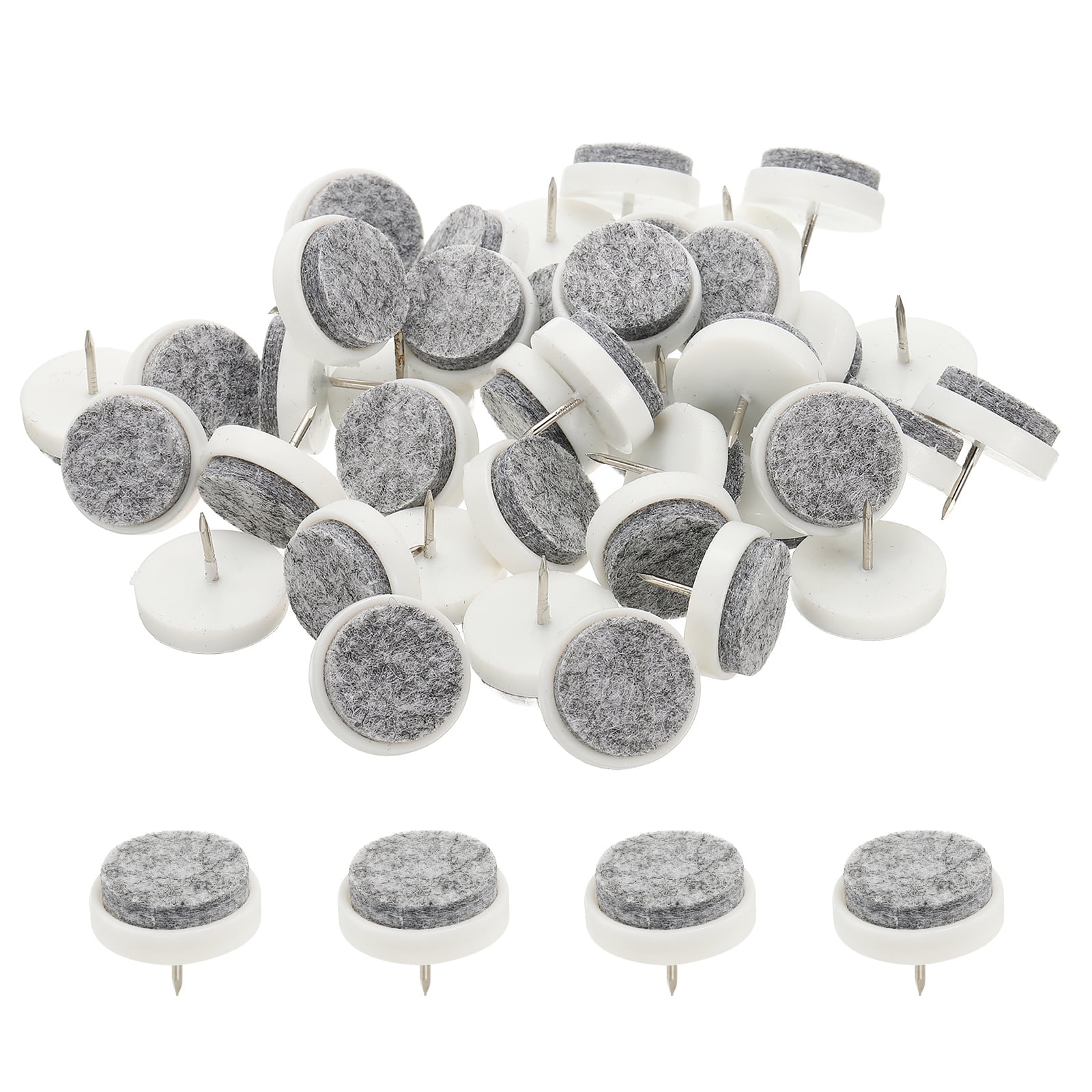 Uxcell 28 mm Nail-on Felt Pads, Round Felt Furniture Sliders for Protection White 72 Pcs
