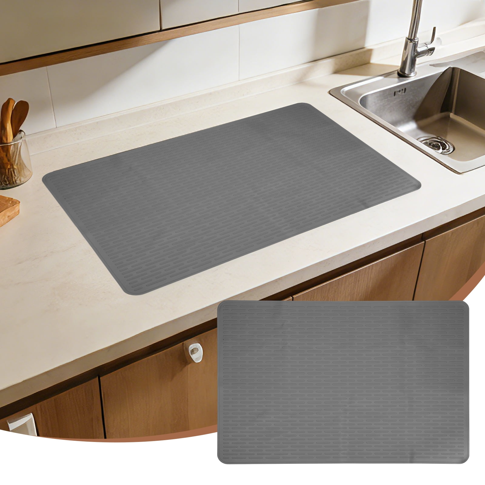 Uxcell 28 x 20 Inch Stove Top Cover for Electric Stove, 1Pcs Silicone Stripe Mat for Glass Top Cover Non-Slip Glass Cooktop Protector for Kitchen Oven Dish Drying Mat, Gray
