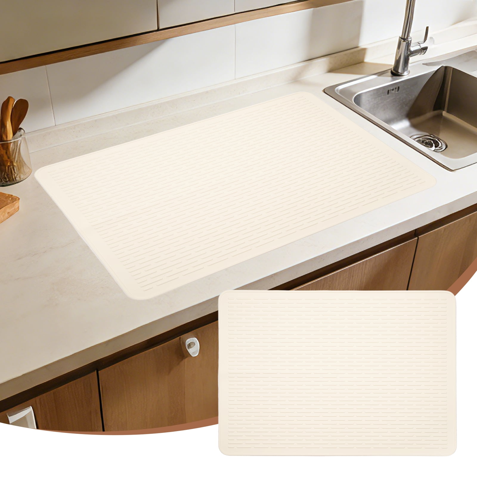 Uxcell 28 x 20 Inch Stove Top Cover for Electric Stove, 1Pcs Silicone Stripe Mat for Glass Top Cover Non-Slip Glass Cooktop Protector for Kitchen Oven Dish Drying Mat, White
