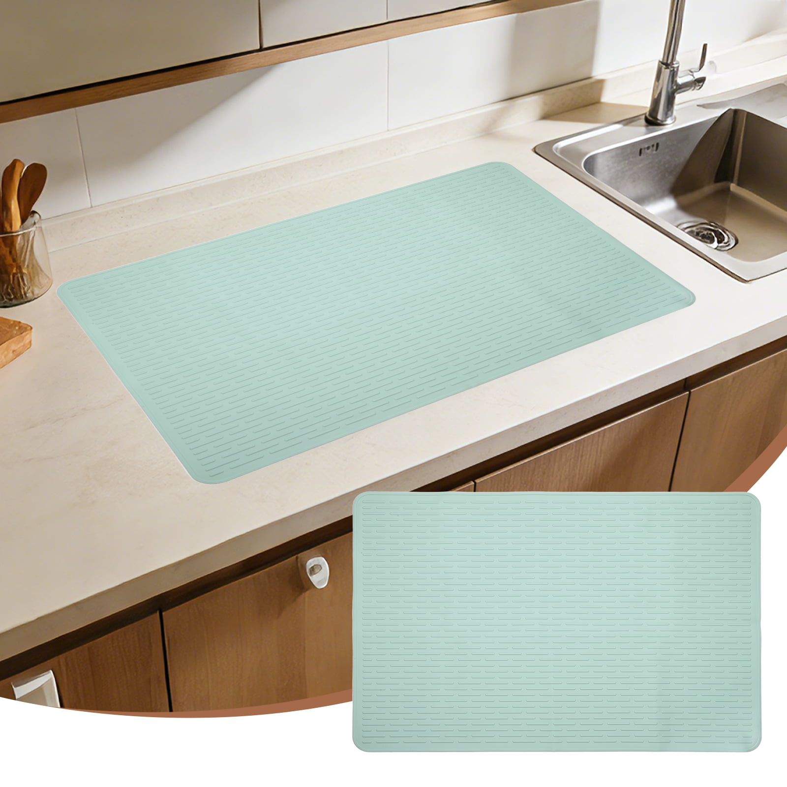 Uxcell 28 x 20 Inch Stove Top Cover for Electric Stove, 1Pcs Silicone Stripe Mat for Glass Top Cover Non-Slip Glass Cooktop Protector for Kitchen Oven Dish Drying Mat, Light Green