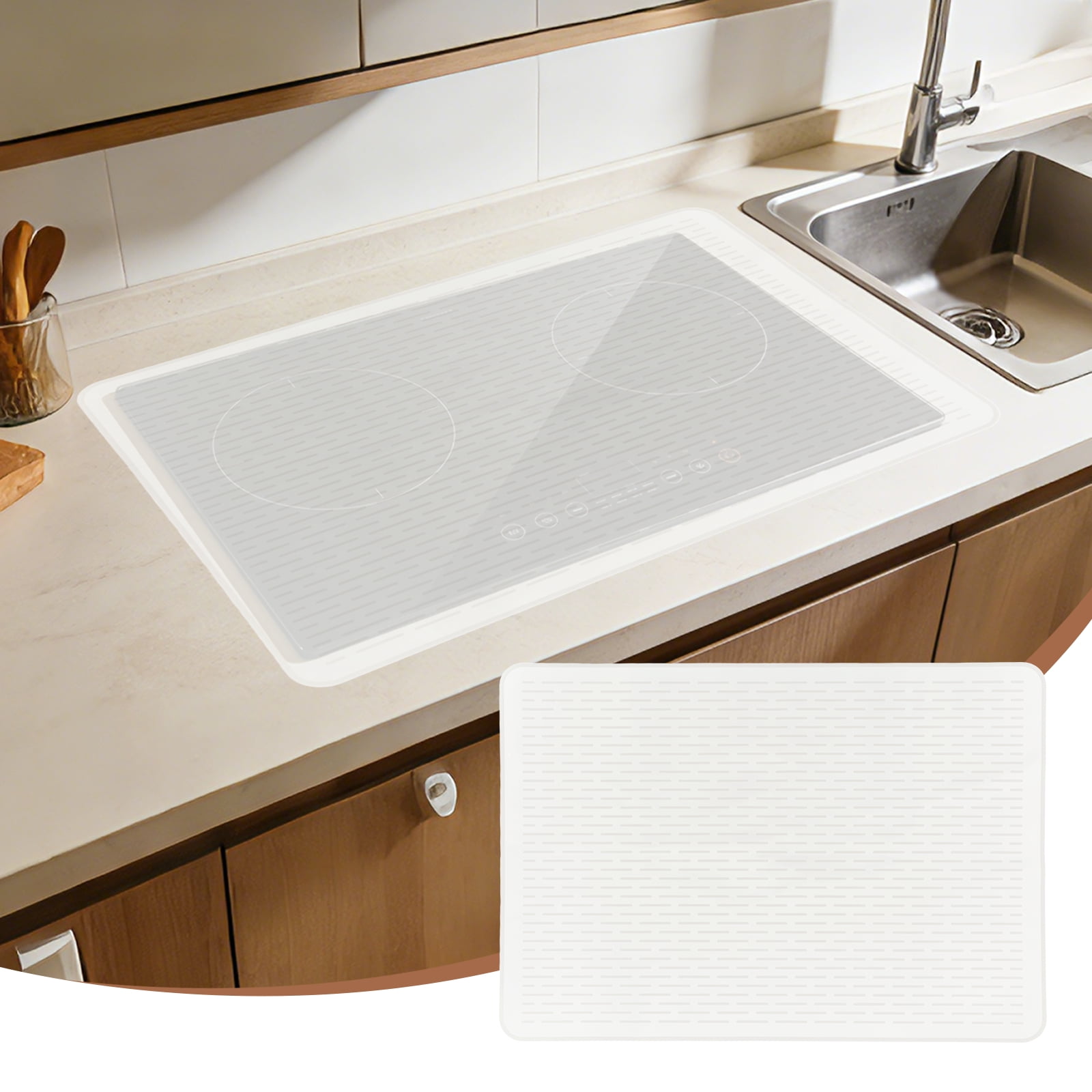 Uxcell 28 x 20 Inch Stove Top Cover for Electric Stove, 1Pcs Silicone Stripe Mat for Glass Top Cover Non-Slip Glass Cooktop Protector for Kitchen Oven Dish Drying Mat, Clear